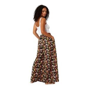 Traffic People High Waist Floral‎ Margot Wide Leg Trousers women's sz S